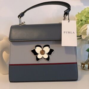 Furla Navy and Light Gray Satchel